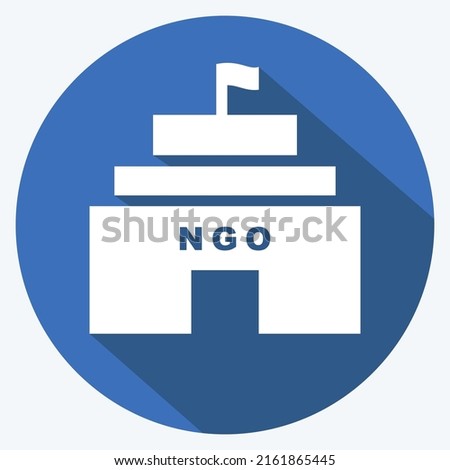 Icon NGO Building. suitable for Community symbol. long shadow style. simple design editable. design template vector. simple symbol illustration