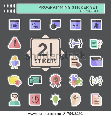 Programming Sticker Set. suitable for Programming symbol. simple design editable. design template vector. simple symbol illustration