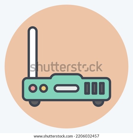 Icon Router. suitable for Computer Components symbol. color mate style. simple design editable. design template vector. simple illustration