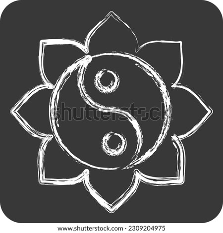 Icon Yin Yang. related to Chinese New Year symbol. chalk Style. simple design editable