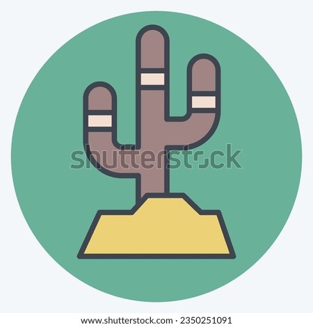 Icon Cactus. related to American Indigenous symbol. color mate style. simple design editable. simple illustration