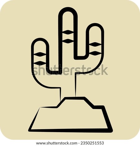 Icon Cactus. related to American Indigenous symbol. hand drawn style. simple design editable. simple illustration