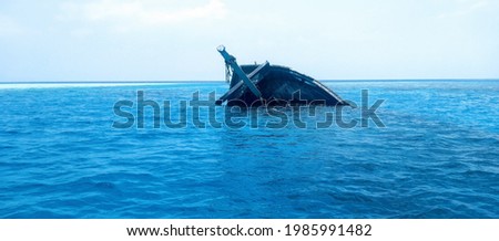 Image, Stock Photo Shipwreck in the water of the Spree