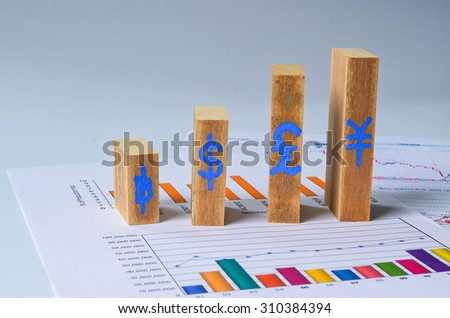 wooden bar graph on paper graph