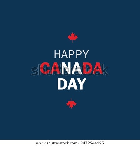 Happy Canada Day. Minimalistic banner, poster. Traditional colors of Canadian flag. Vector illustration in flat style. Dark Blue isolated background. 