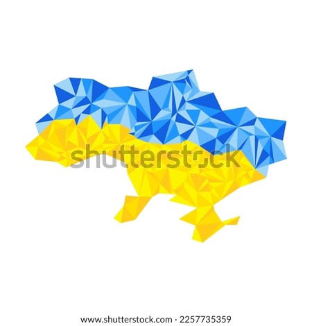 Vector illustration of Ukrainian map in geometric polygonal style. Can be used for quilt sewing, patchwork, web design, social net posting, posters, cards, banners.