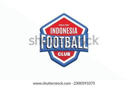 Indonesian Soccer Football Badge Logo Design Templates. Sport Team Identity Vector Illustrations isolated on blue and red color. EPS 10.