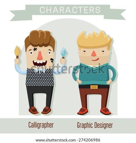 characters of professions, calligrapher, graphic designer, creative people