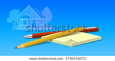 Horizontal banner on the topic of household chores. Realistic style. Vector illustration