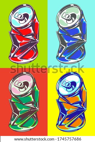 Mint can of soda. Poster in pop art style. Vector illustration