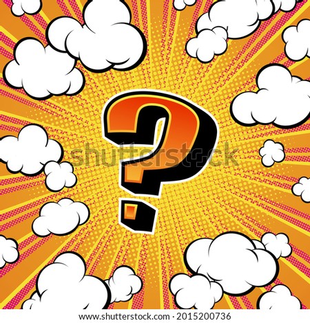 Banner with question mark, screen saver for game or quiz in pop art style. Vector illustration.