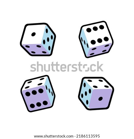 Set of dice in isometric style on a white background for print and design.Vector illustration.