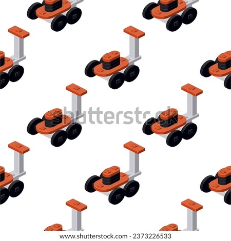 Pattern of a lawnmower in isometry on a white background. Vector