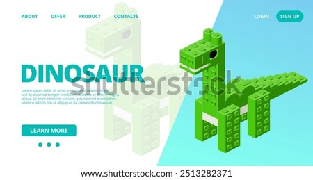 Web template with a dinosaurus. Vector