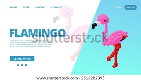 Web template with a flamingo. Vector