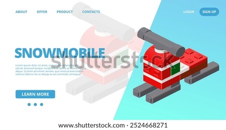 Web template with a snowmobile. Vector