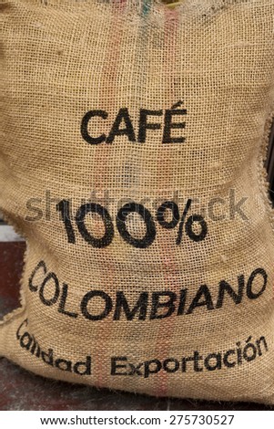 a sack full of coffee from colombia