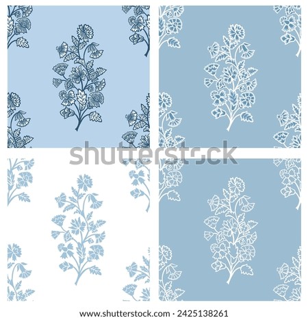 Block floral print flower pattern jacobean repeat vector file different layout set 