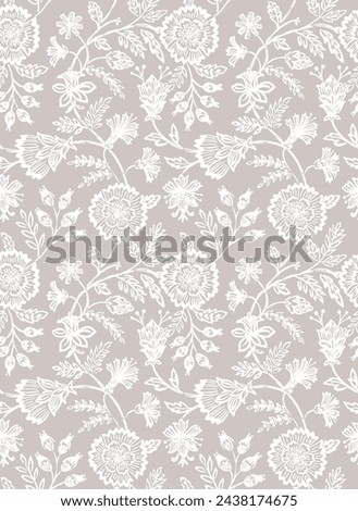 Jacobean block print floral flower repeat pattern vector file