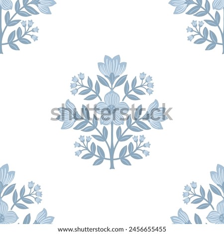 Floral damask flower block floral pattern repeat vector file 