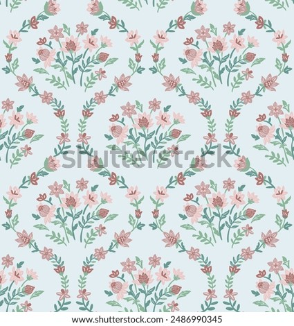 flower damask tile pattern repeat vector file block print floral design