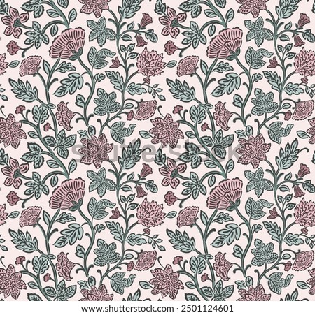 Jacobean pattern Jacobean flower pattern repeat vector file block print boho floral