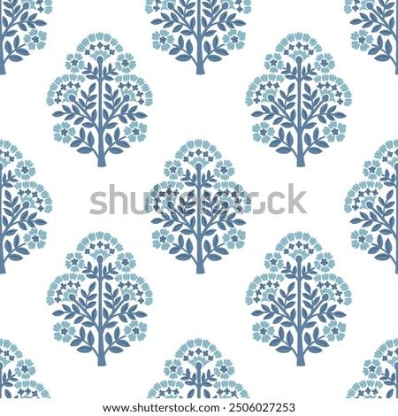 Floral Damask repeat Block print pattern vector file boho floral pattern