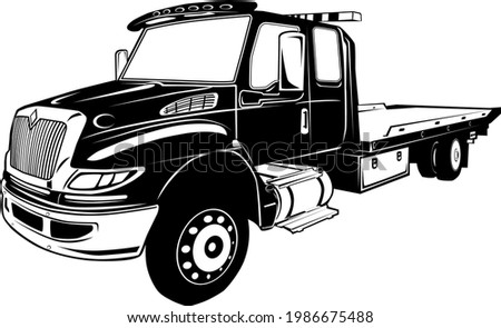 International Rollback Tow Truck Wrecker Vector Clipart