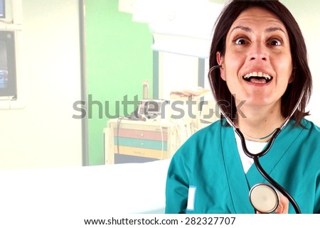 Portrait of a woman wearing medical clothes