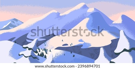 Similar – Foto Bild Schneebedeckte Berggipfel und Sternenhimmel im Winter