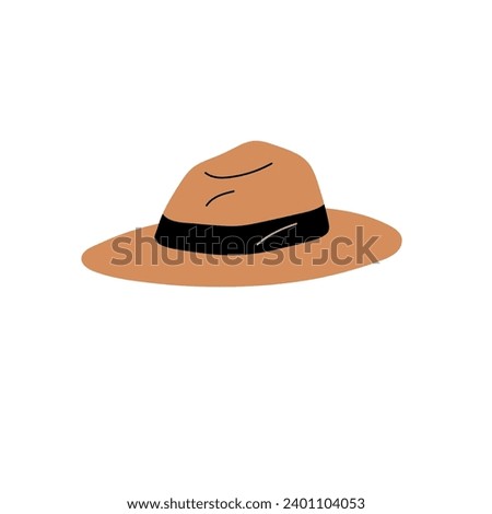 Fedora, trilby, homburg hat. Retro headwear with soft brim, indented crown. Clothes created from felt. Stylish male head accessory of 50s, 60s. Flat isolated vector illustration on white background