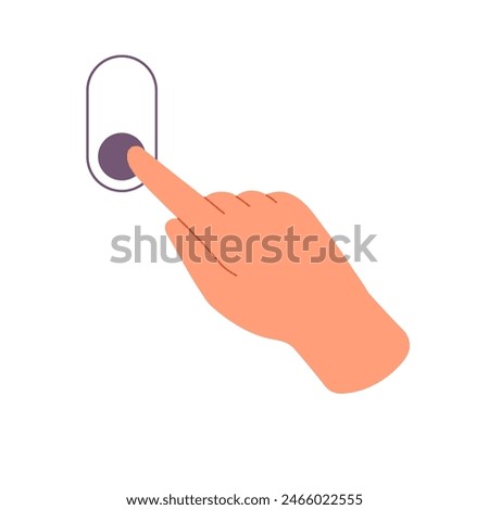 Flick up or down hand gesture for touchscreen interface control. Person slides switch, swipes on touch screen, sensor device with index finger. Flat isolated vector illustration on white background