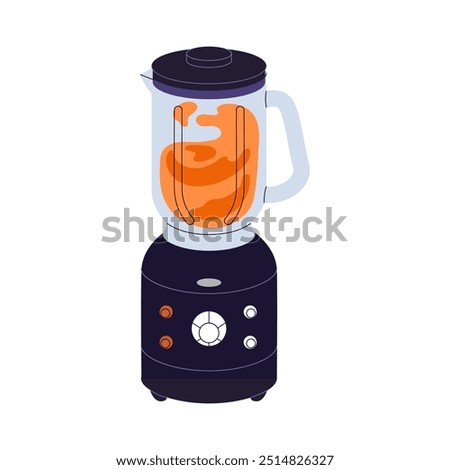 Icon of modern blender. Mixer, smoothie maker. Appliance for preparing food. Electric kitchen utensil, device. Kitchenware, cookware for cooking. Flat isolated vector illustration on white background