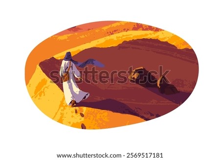 Similar – Image, Stock Photo bedouin in white goes in the canyon in the desert in Egypt