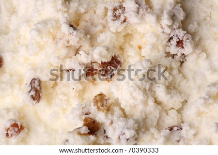 Ice-cream texture: with raisin and grapes. Appetizing ice-cream background