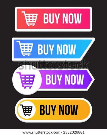 vector collection of colored buy now badges