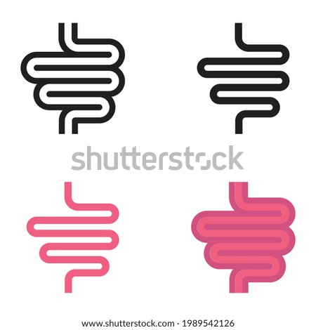 Intestine organ as part of digestive system. Human intestine, small intestine for food absorption in digestion system. Digestion, intestine icon. Vector illustration. Design on white background. EPS10