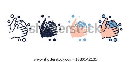 Handwashing illustration. Wash your hands with soap to cleaning and disinfecting from virus or bacteria. Washing hand vector icon sign symbol. Vector illustration. Design on white background. EPS10.