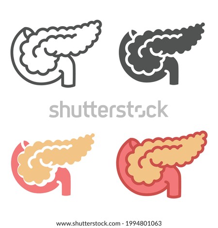 Part of digestive system, large gland in stomach for medical info graphics. Human internal organ, inner body part. Outline. Pancreas icon. Vector illustration. Design on white background. EPS10