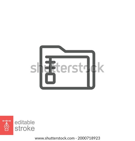 Archive Folder Icon. Zip File Extension Type. Compressed documents in archive directory line style for mobile app, and webs logo. Editable stroke Vector illustration Design on white background. EPS 10