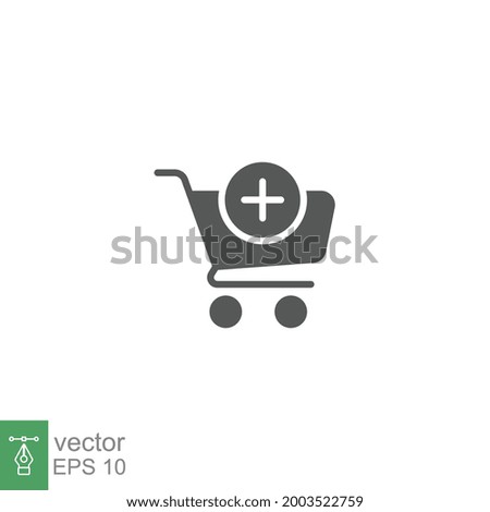 Add cart solid icon. Supermarket trolley symbol for E-Commerce. Shopping Cart. Retail market sale item. Trolley Cart Vector Vector illustration design on white background. EPS 10