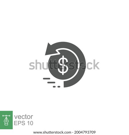 Chargeback, cashback icon, return money. Money recovery, refund tax payment. Return on investment. cash back rebate trendy style Stroke Solid style Vector illustration Design on white background EPS10