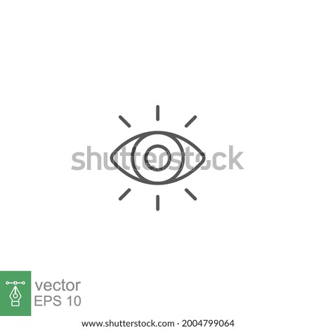 Eye vector icon line. eyeball for vision sign. Lens bright, visibility, vision, eye sight. optic clinic symbol. Modern style web page template. Vector illustration design on white background EPS 10