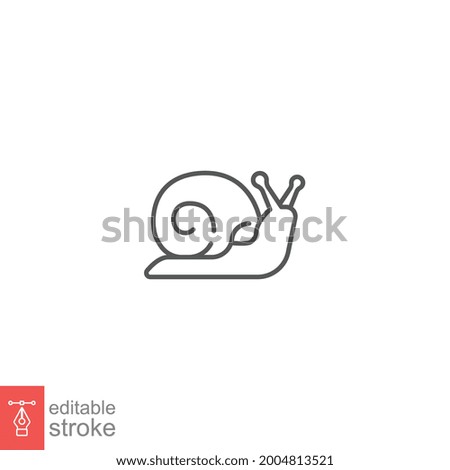 Snail icon, slug. Simple moving snail symbol shelled gastropod Animal logo pictogram. mollusk invertebrates. Outline style. editable stroke. Vector illustration. design on white background. EPS 10