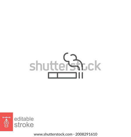 smoking icon solid style. Cigarette for smoke area ban logo. tobacco and cigar is allowed zone warning. Editable stroke. Vector illustration. design on white background. EPS 10