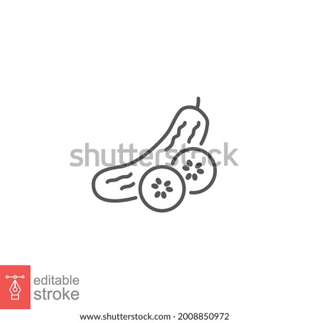 Cucumber icon on slice cross section with seeds. Element of drink and food icon for mobile concept and web apps. Editable stroke. Outline style Vector illustration design on white background. EPS 10