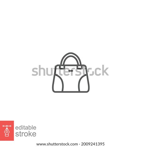 handbag icon, Simple filled woman bag accessory. handle, female Fashion bag. Women purse, Baguette Ladies Bucket. outline style editable stroke, vector illustration design on white background. EPS 10