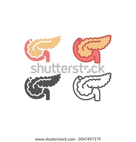 Part of digestive system, large gland in stomach for medical info graphics. Human internal organ, inner body part. Outline. Pancreas icon. Vector illustration. Design on white background. EPS10