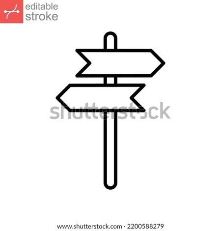 Signpost, guide direction line icon. Simple element navigation pointer crossroad, directional arrows symbol, arrow road sign . Editable stroke. vector illustration. Design on white background. EPS 10