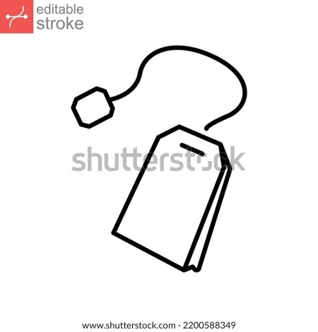 Teabag, dip, aromatic Line icon. Herb tea bag packaging For morning beverage symbol. Outline pictogram style for web And app. Editable stroke. Vector illustration. Design on white background. EPS 10